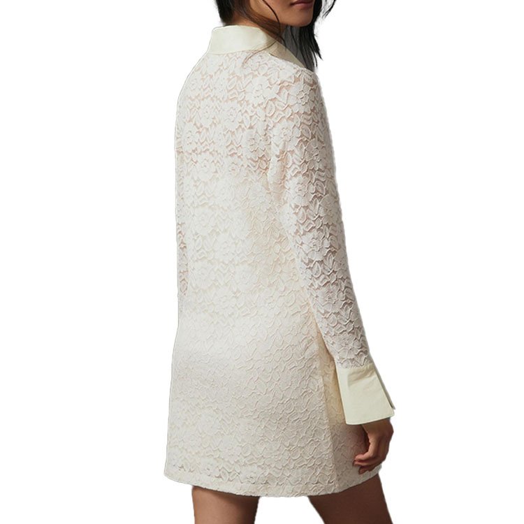 OLAESA 2024 Popular Color Ladies Lace Shirt Skirt Elegant Custom Long Sleeve Slim Skirt Dresses