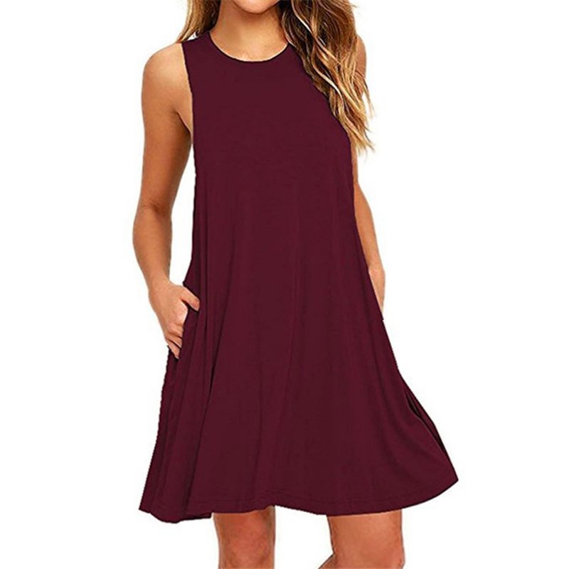 2024 Women's Summer Casual Swing T-Shirt Dresses Beach Cover Up With Pockets Plus Size Loose T-shirt Dress