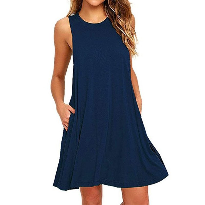 2024 Women's Summer Casual Swing T-Shirt Dresses Beach Cover Up With Pockets Plus Size Loose T-shirt Dress