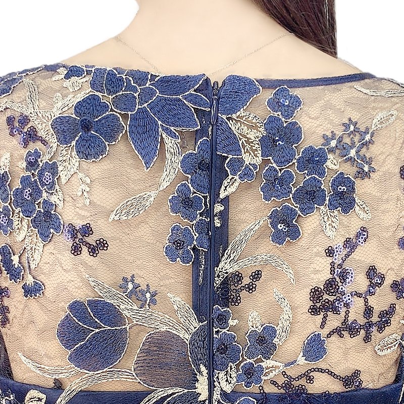D175 Lace luxury embroidery Transparent elegant evening prom gown dress for women factory