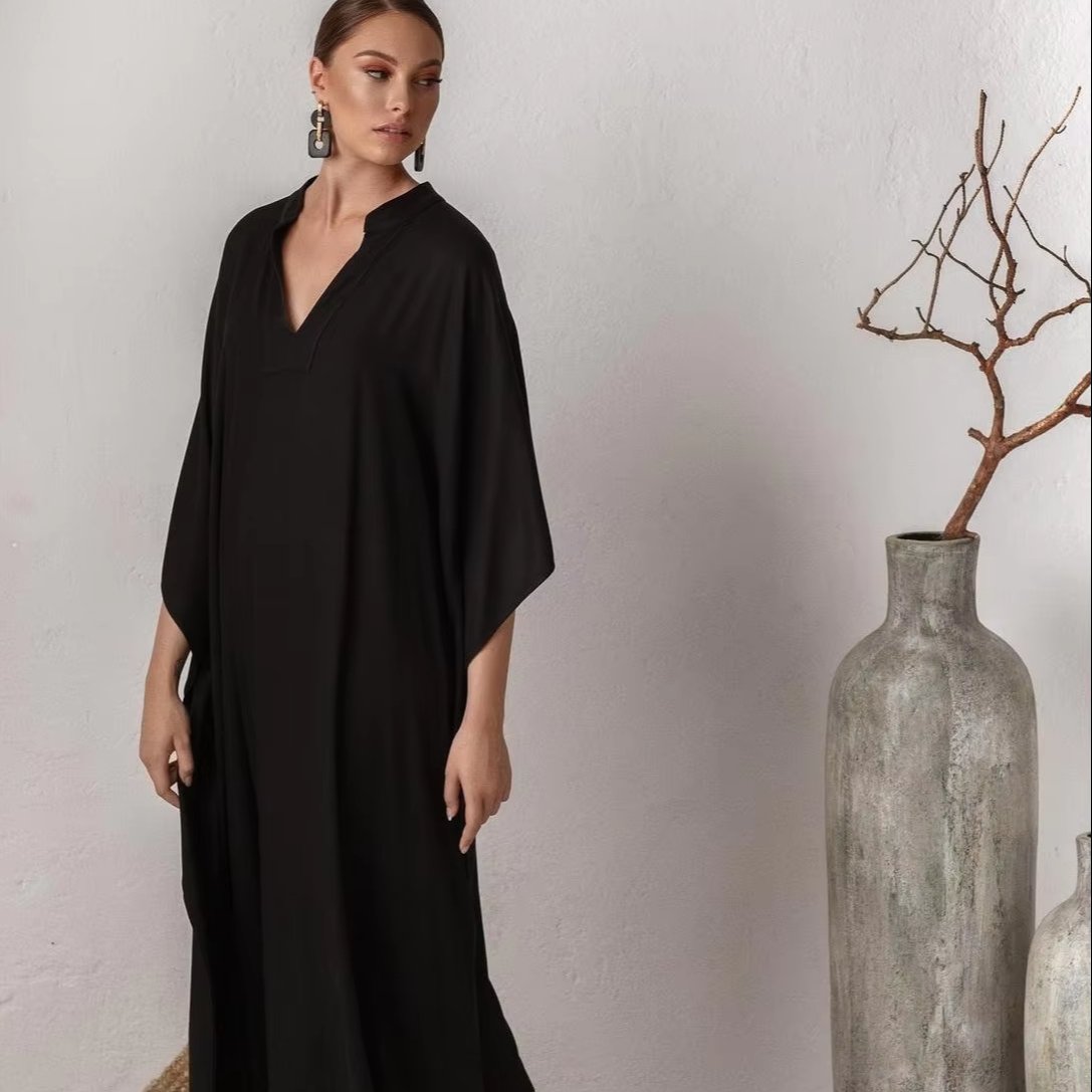 High Quality Woman Kaftan Dress Abaya Dubai Caftan Soft Fabric Plus Size Woman Dress Long Blouse Casual Dress