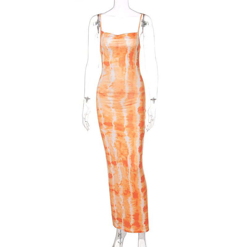 B27085 fashion slip sleeveless printing maxi long one piece women dress
