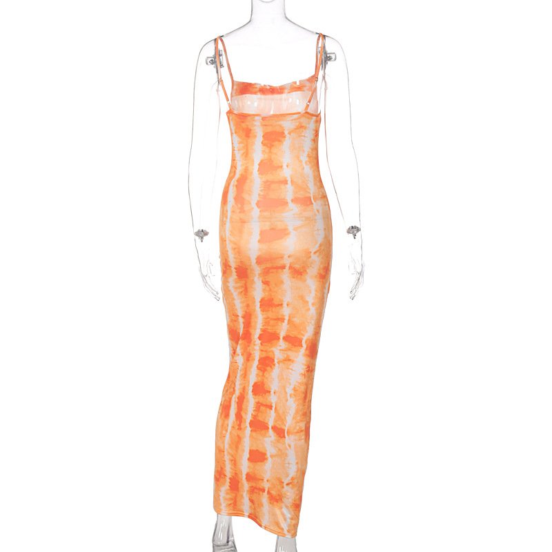 B27085 fashion slip sleeveless printing maxi long one piece women dress