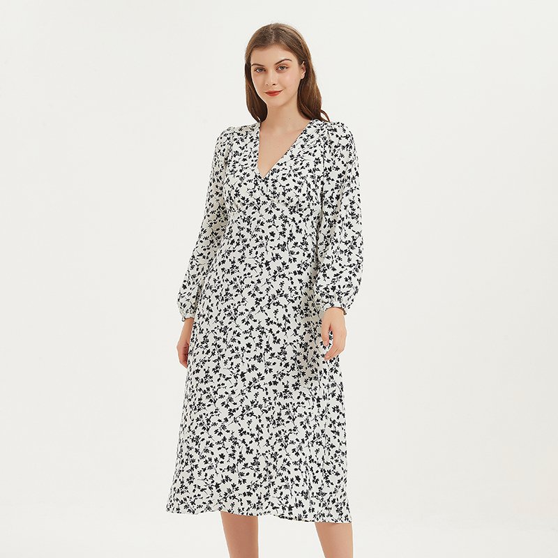 Small flowers spring maxi full sleeve clothing clothes sexy ladies casual lady dresses