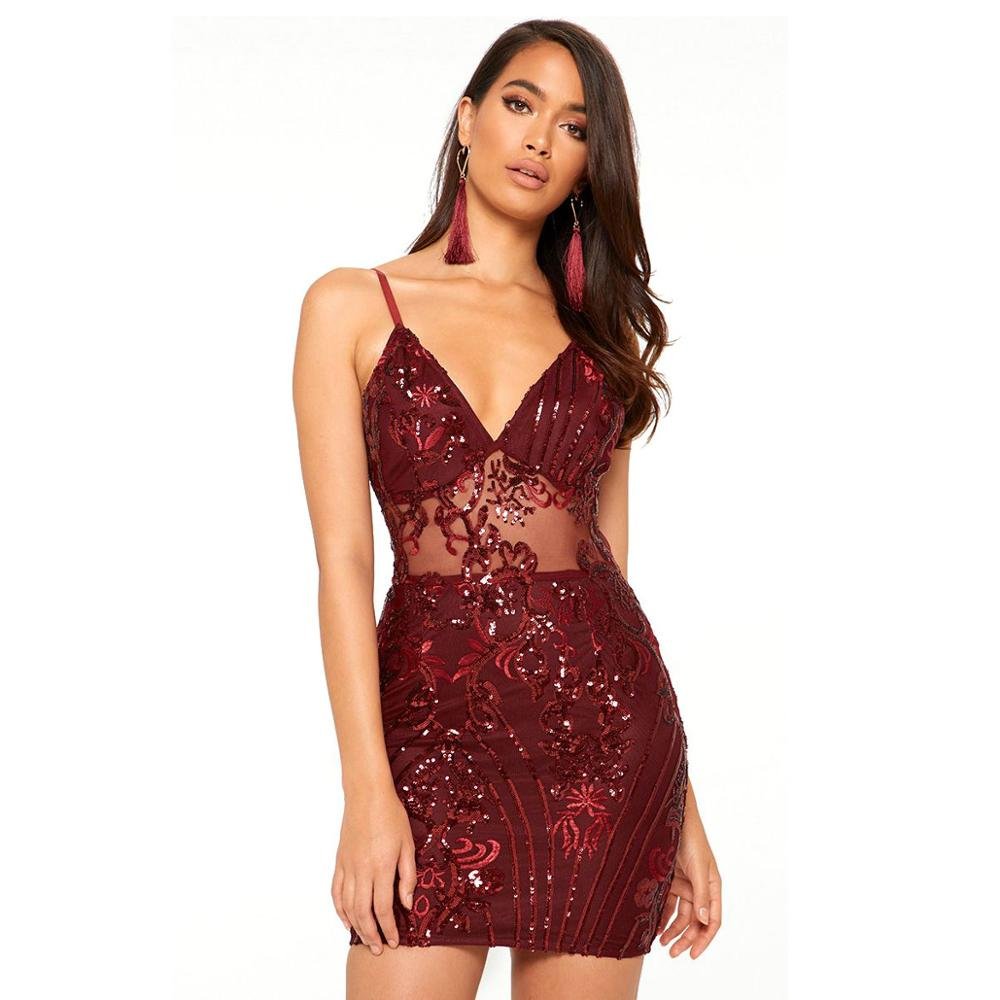 New Sexy Sequin Dress Women Party Vestido Mesh Streetwear Luxury Club Dresses Evening