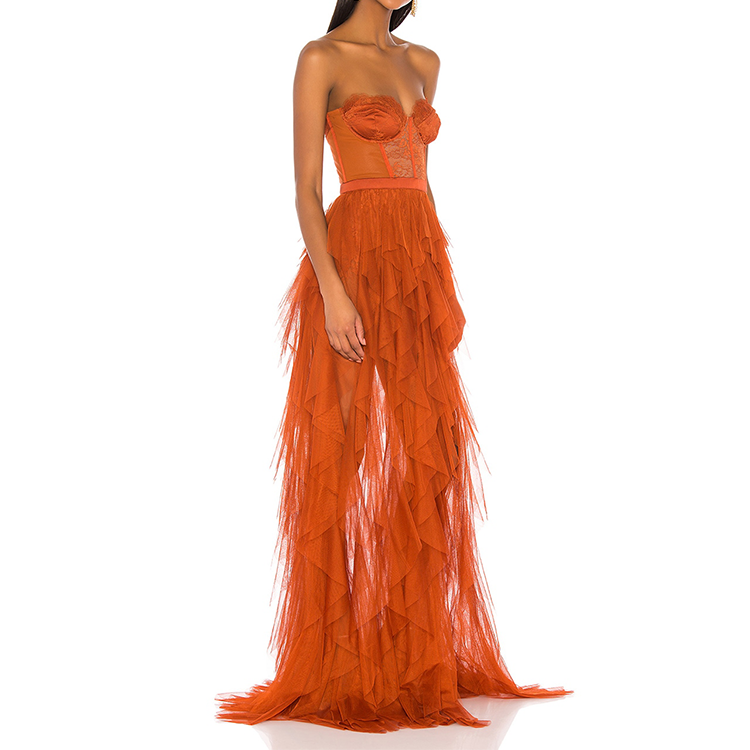 Deep V-Neck Hoop Hollow-Bust Dress Lace-Up Backless Shoulder Strap Dresses Custom Summer Cami Casual Knitted Long Slip Dress
