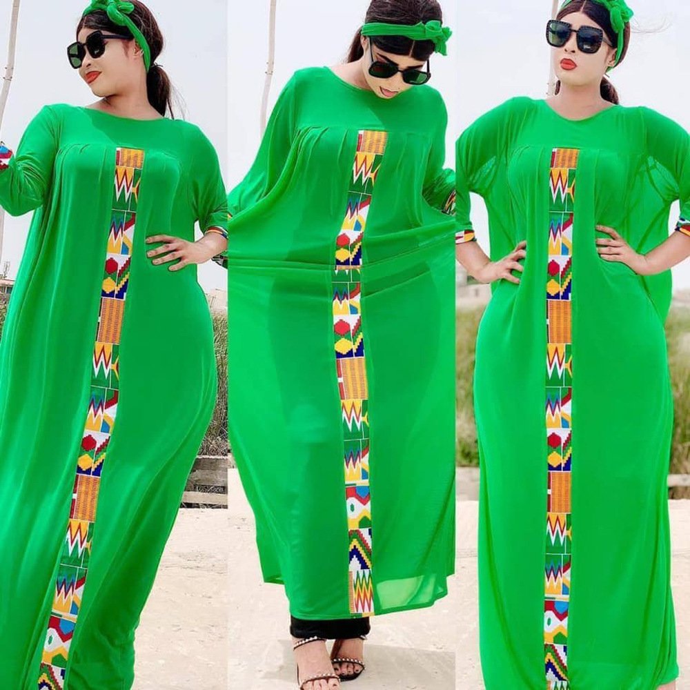 African Plus Size Women's Clothing Loose Maxi Dress Chiffon Printed Casual Dress
