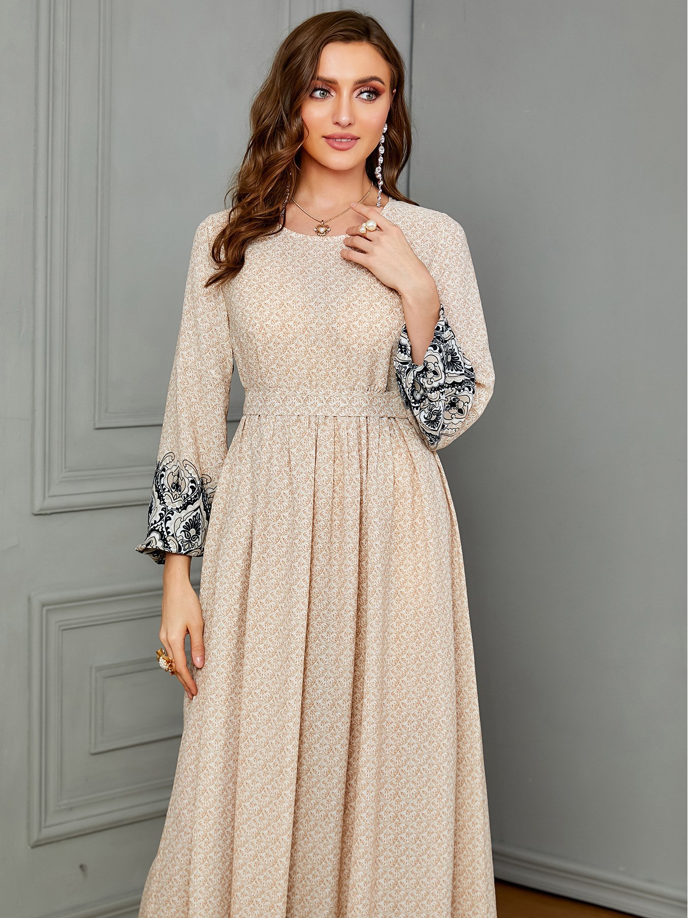 444 Wholesale Jalabiya fashion long sleeve maxi kaftan djellaba dress for muslim women casual dresses
