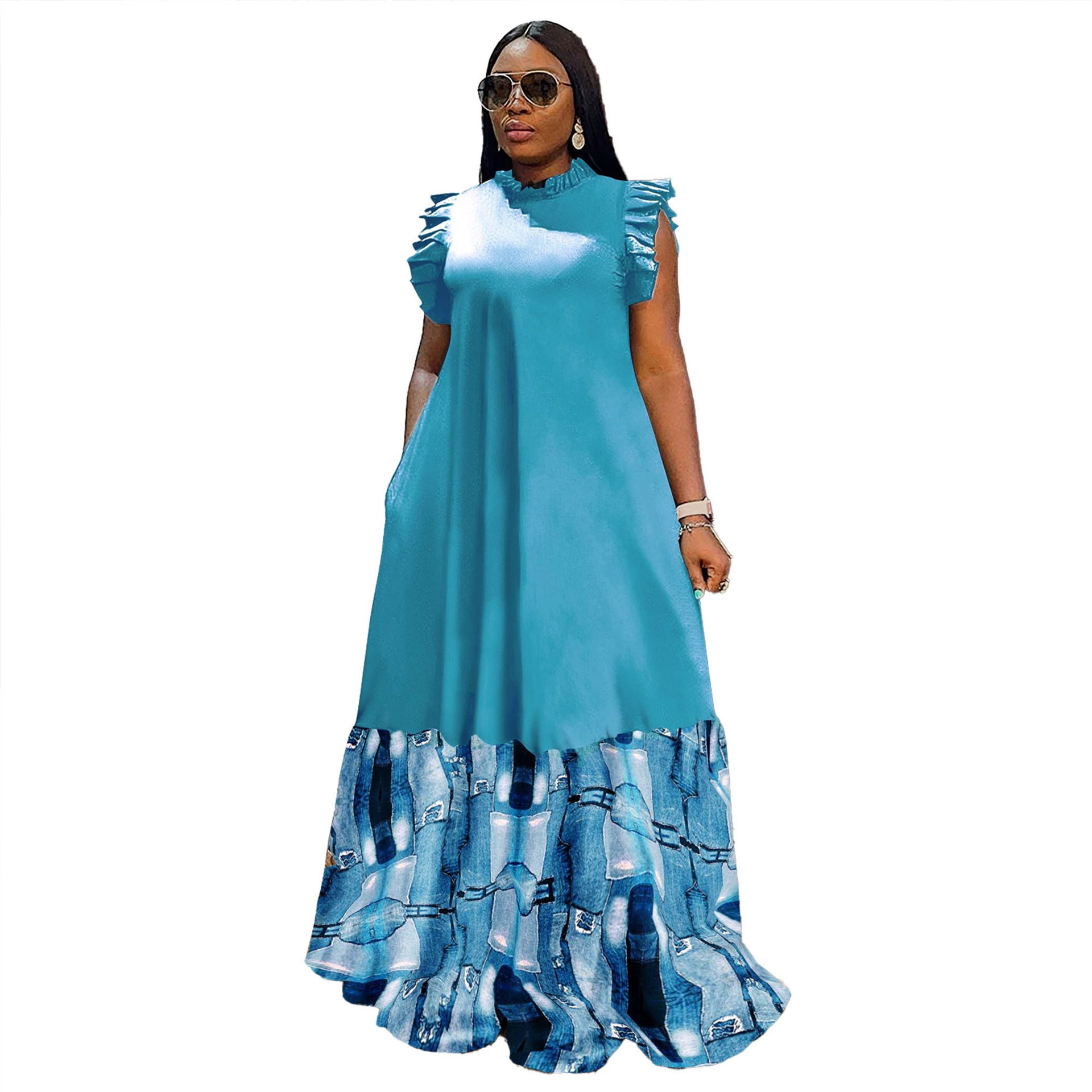 Europe And The United States Women's Summer Hot Selling Fashion Casual Plus-size Printed Dress