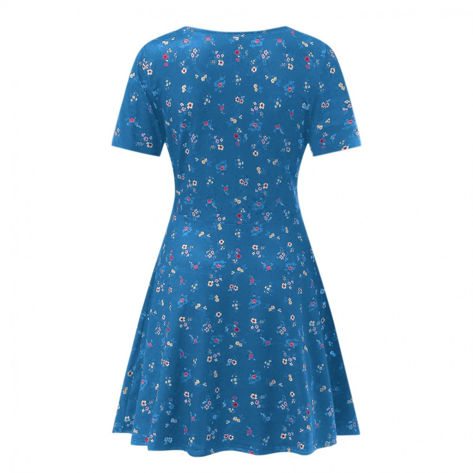 Summer Short Sleeve Dresses Robe Vintage Elegant Party Club Ball Gown Casual Dress Women Flowy Swing V Neck Midi Dress