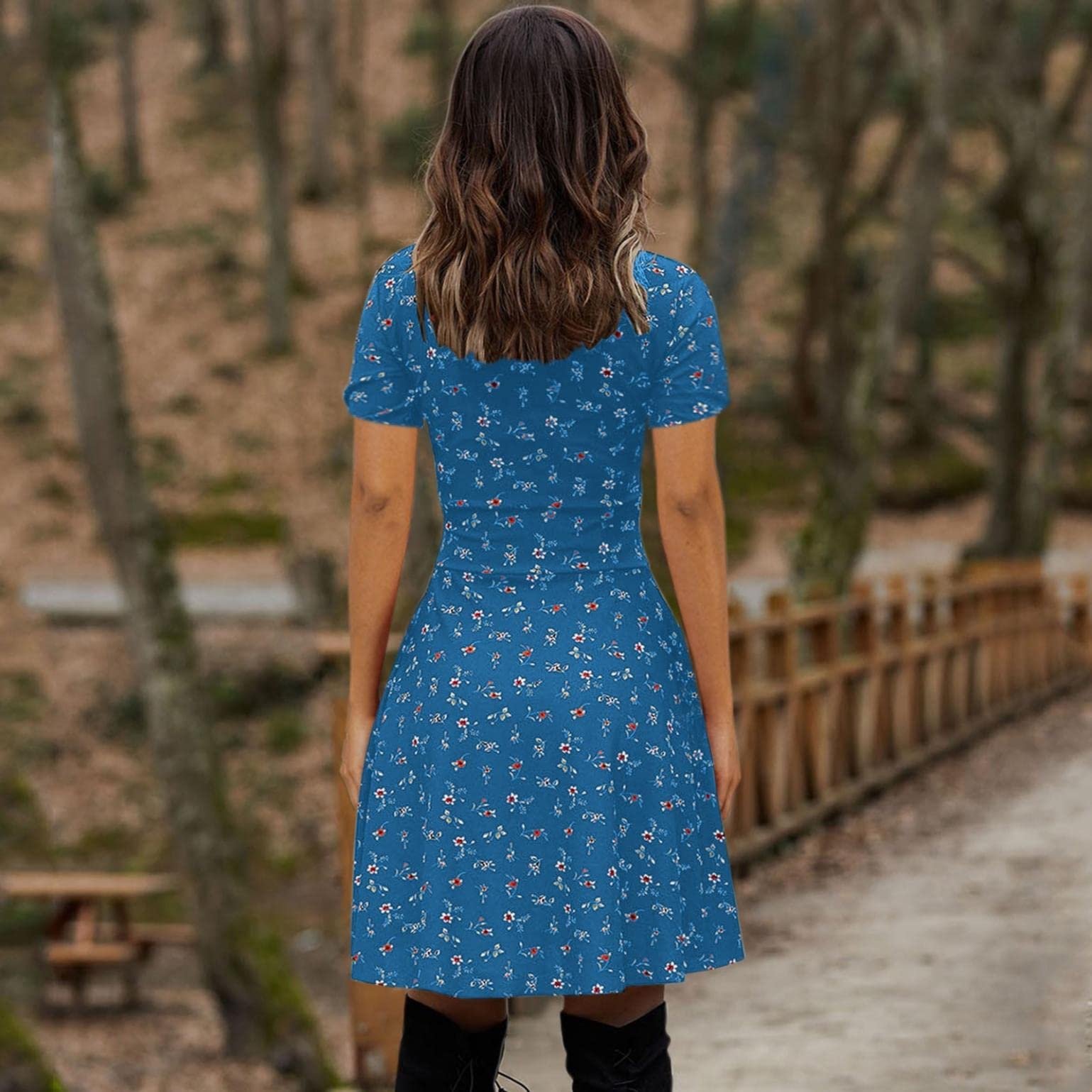 Summer Short Sleeve Dresses Robe Vintage Elegant Party Club Ball Gown Casual Dress Women Flowy Swing V Neck Midi Dress