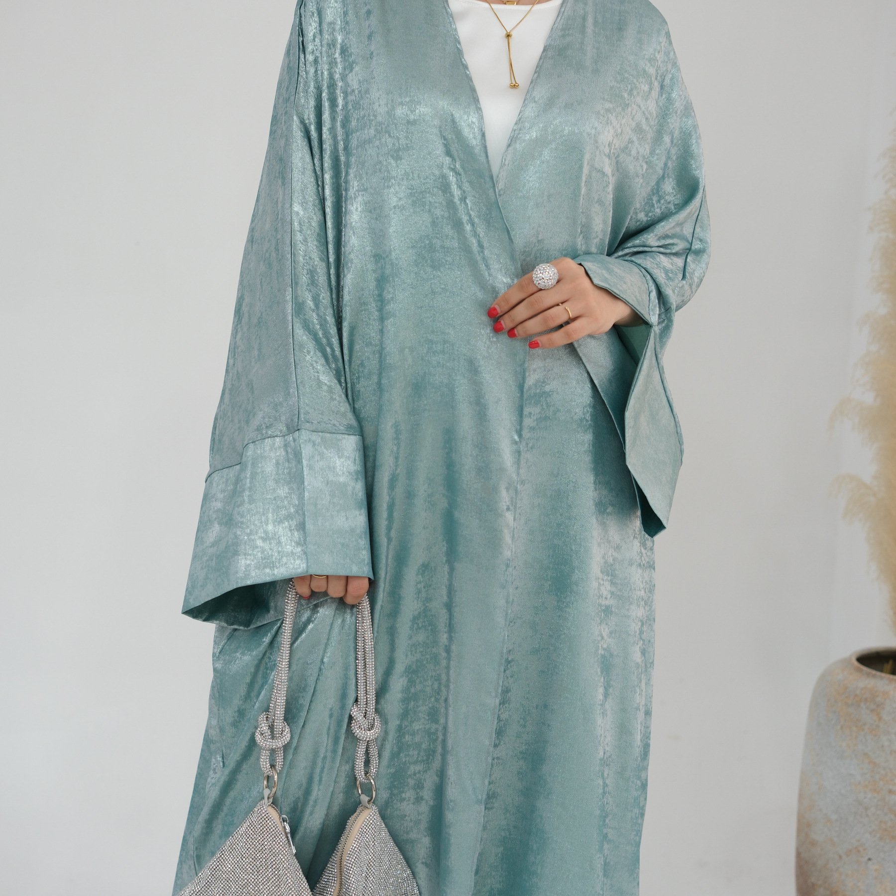 Limanying 2024 New Cardigan Abaya Shinny Polyester Modest Women Abaya Muslim Dress Dubai Open Abaya Fashion Islamic Clothing
