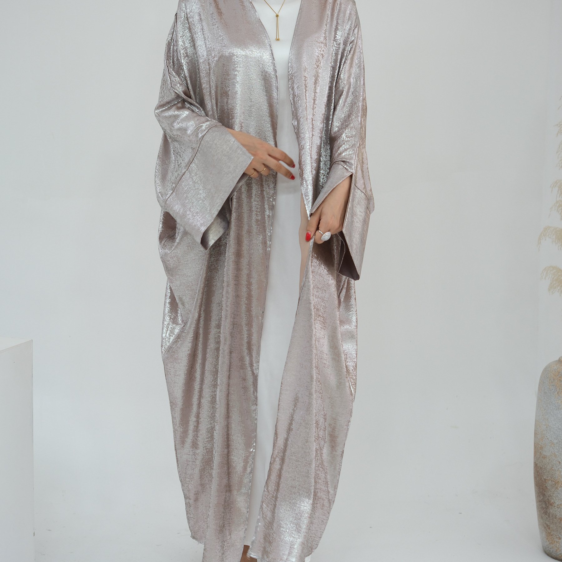 Limanying 2024 New Cardigan Abaya Shinny Polyester Modest Women Abaya Muslim Dress Dubai Open Abaya Fashion Islamic Clothing
