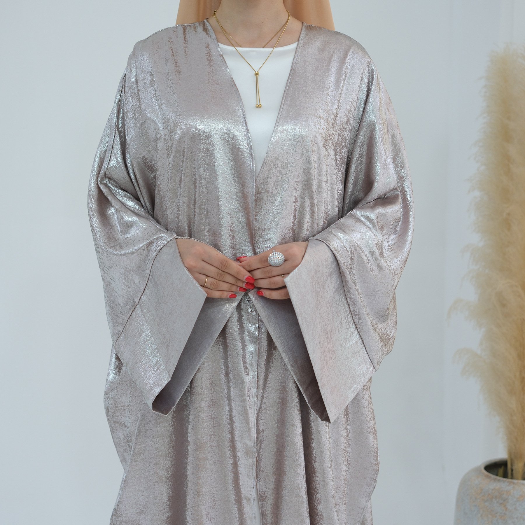 Limanying 2024 New Cardigan Abaya Shinny Polyester Modest Women Abaya Muslim Dress Dubai Open Abaya Fashion Islamic Clothing