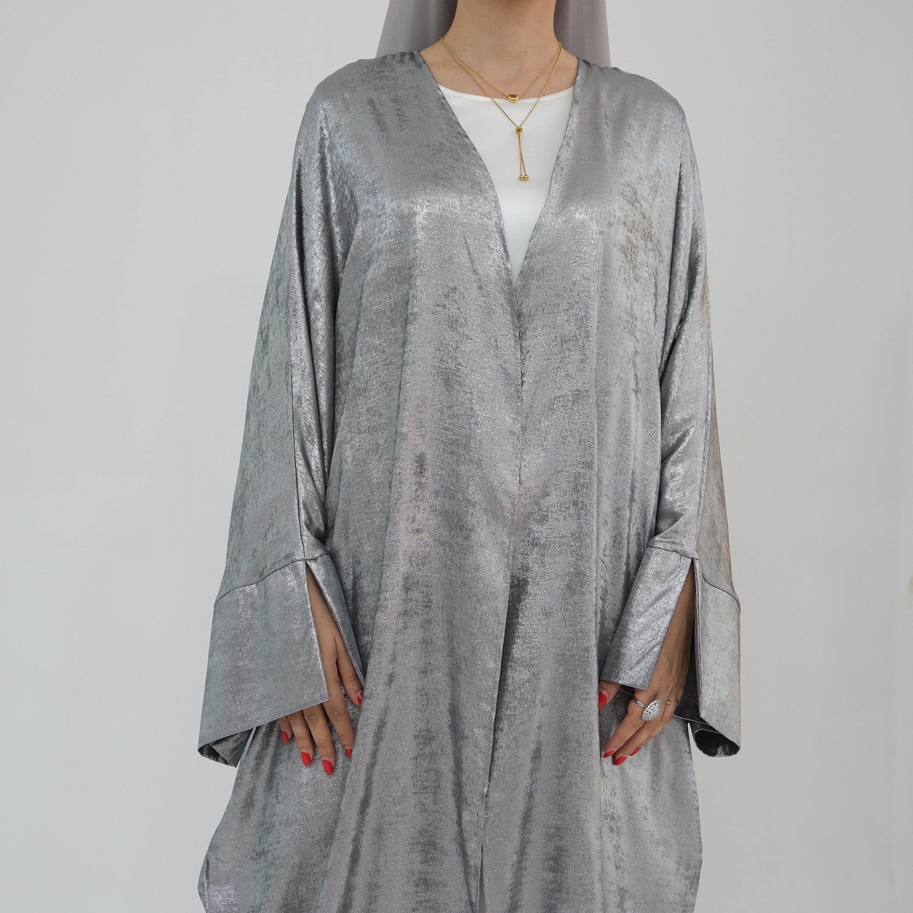 Limanying 2024 New Cardigan Abaya Shinny Polyester Modest Women Abaya Muslim Dress Dubai Open Abaya Fashion Islamic Clothing