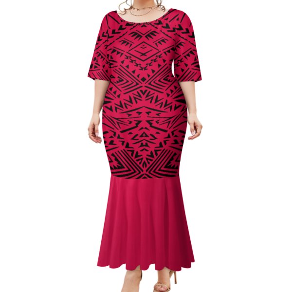 2023 New Arrival Polynesian Samoan Tribal Pattern Design Personality Casual Dress Fashion Comfortable Fishtail Dress