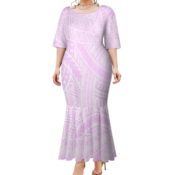 2023 New Arrival Polynesian Samoan Tribal Pattern Design Personality Casual Dress Fashion Comfortable Fishtail Dress