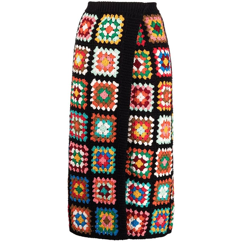 2024 Custom Handmade Cotton Knitwear Fashionable Boho Two-Piece Tops Skirts Sexy Summer Beachwear for Women Long Sleeve Dress