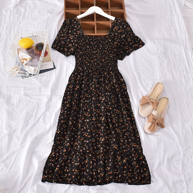 Ikebel Floral Print Elastic Prom Bangkok Cheap Women Classy OEM Corset dresses Casual Long Dresses