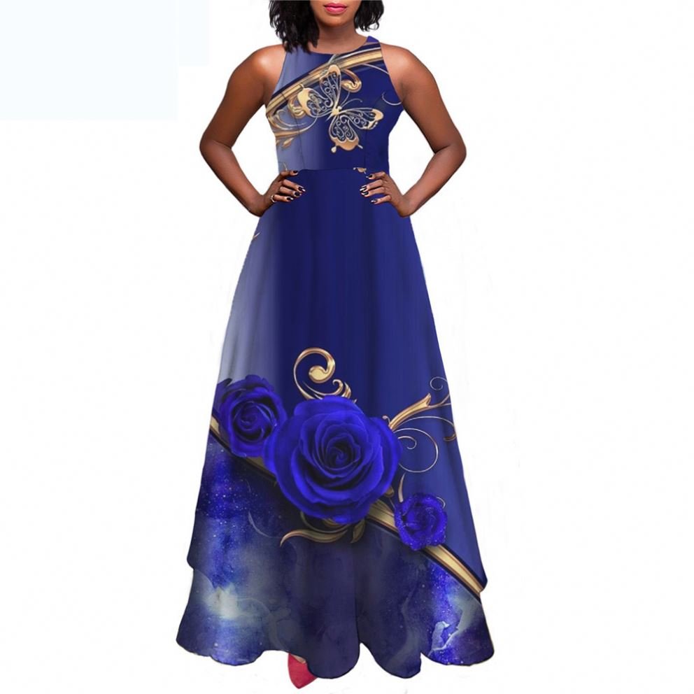 Purple Gothic Rose POD Dropshipping Summer Dress for Women 2023 Elegant Floral Style Party Evening Ladies Dresses Long Sundress