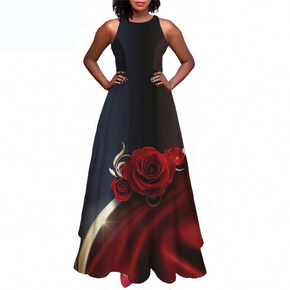 Purple Gothic Rose POD Dropshipping Summer Dress for Women 2023 Elegant Floral Style Party Evening Ladies Dresses Long Sundress