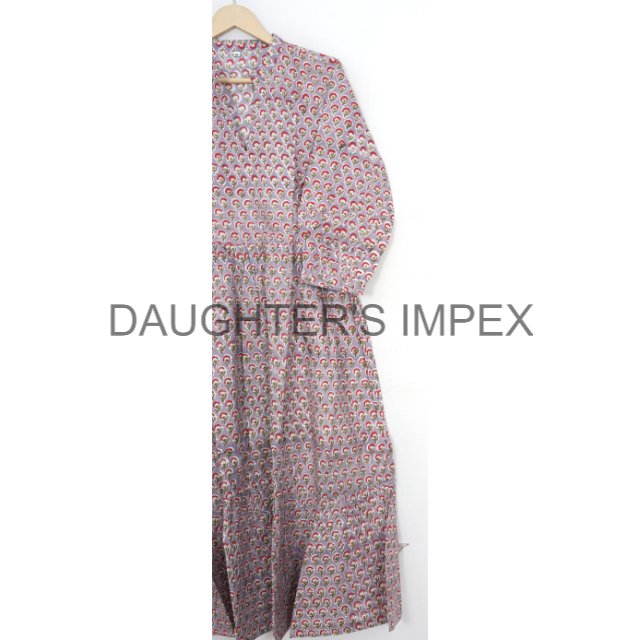 Hand Printed Women cotton dresses summer Wear women's wedding casual dress Women Clothing Hand Block Printed elegant Robe