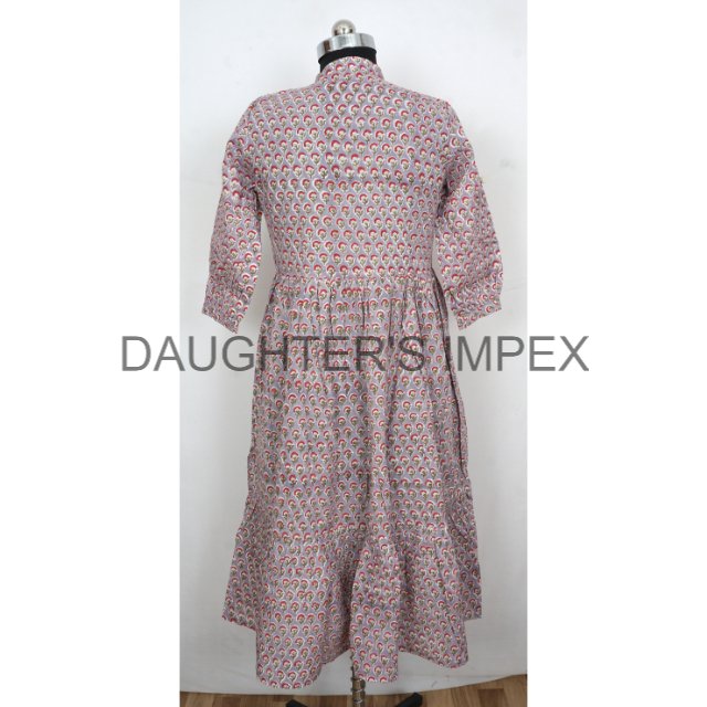 Hand Printed Women cotton dresses summer Wear women's wedding casual dress Women Clothing Hand Block Printed elegant Robe