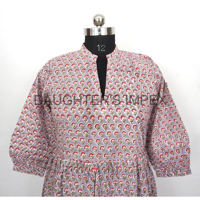Hand Printed Women cotton dresses summer Wear women's wedding casual dress Women Clothing Hand Block Printed elegant Robe