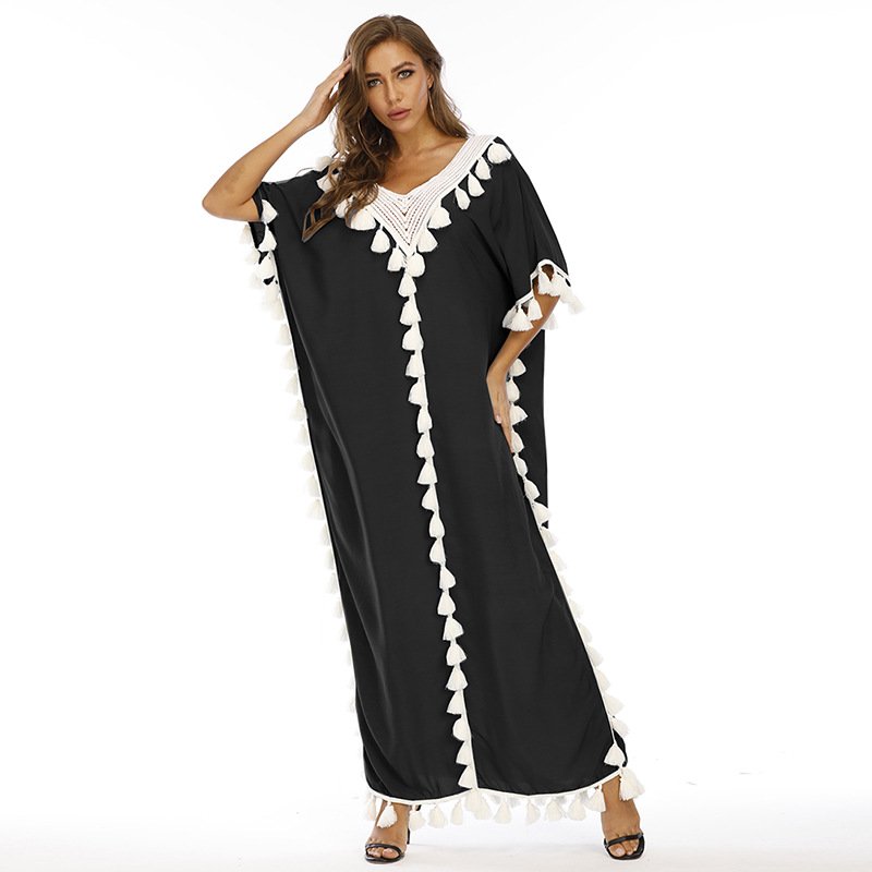 Arabic Islamic Dubai Kaftan Abaya Middle Eastern Muslim Moroccan Kaftan Dress Indonesia Turkey Elegant Casual Robe Femme