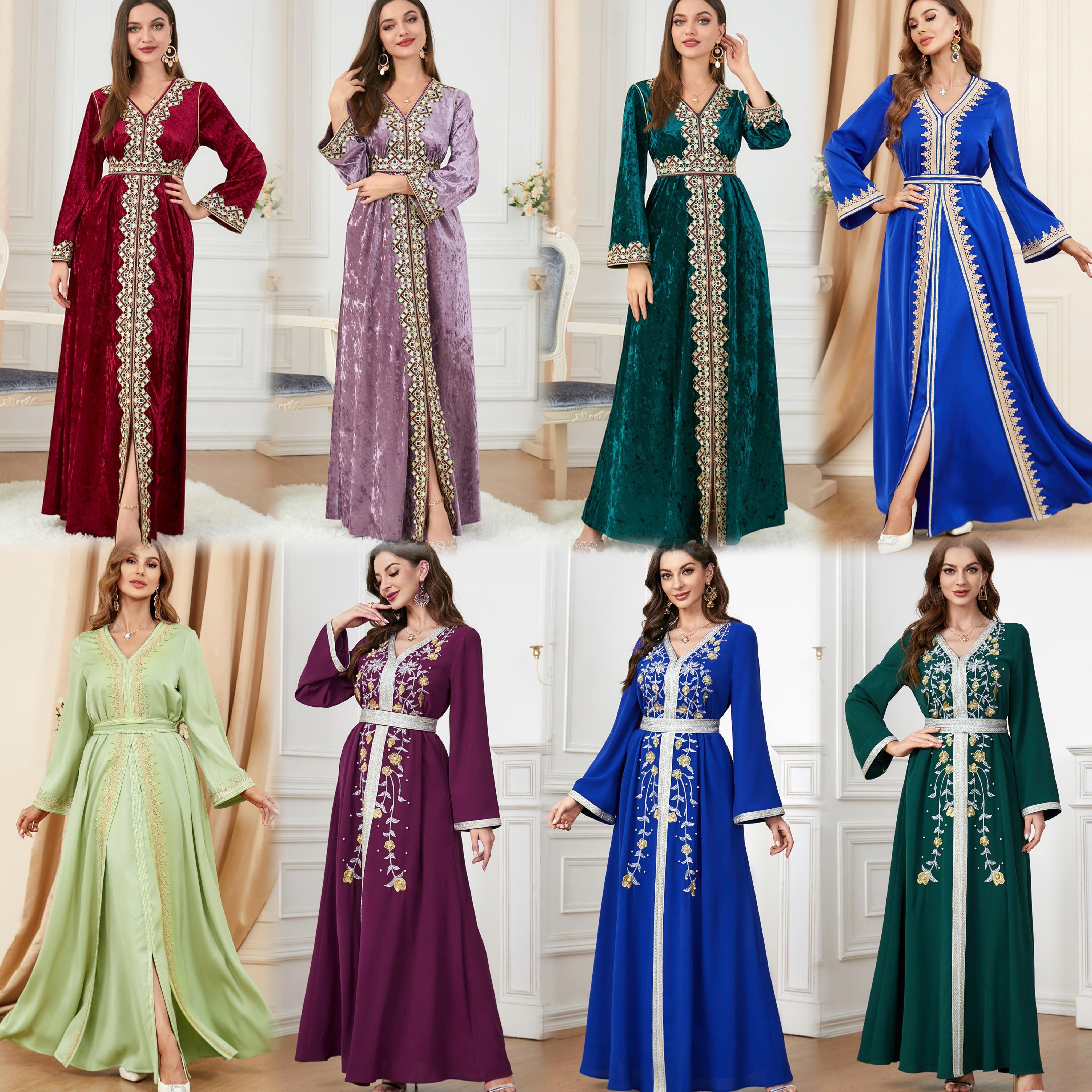Wholesale Turkish Long Abaya Muslim Dress Women Dubai Islamic Clothing Modest Evening Ruffled Sleeves Chiffon Dress Abaya