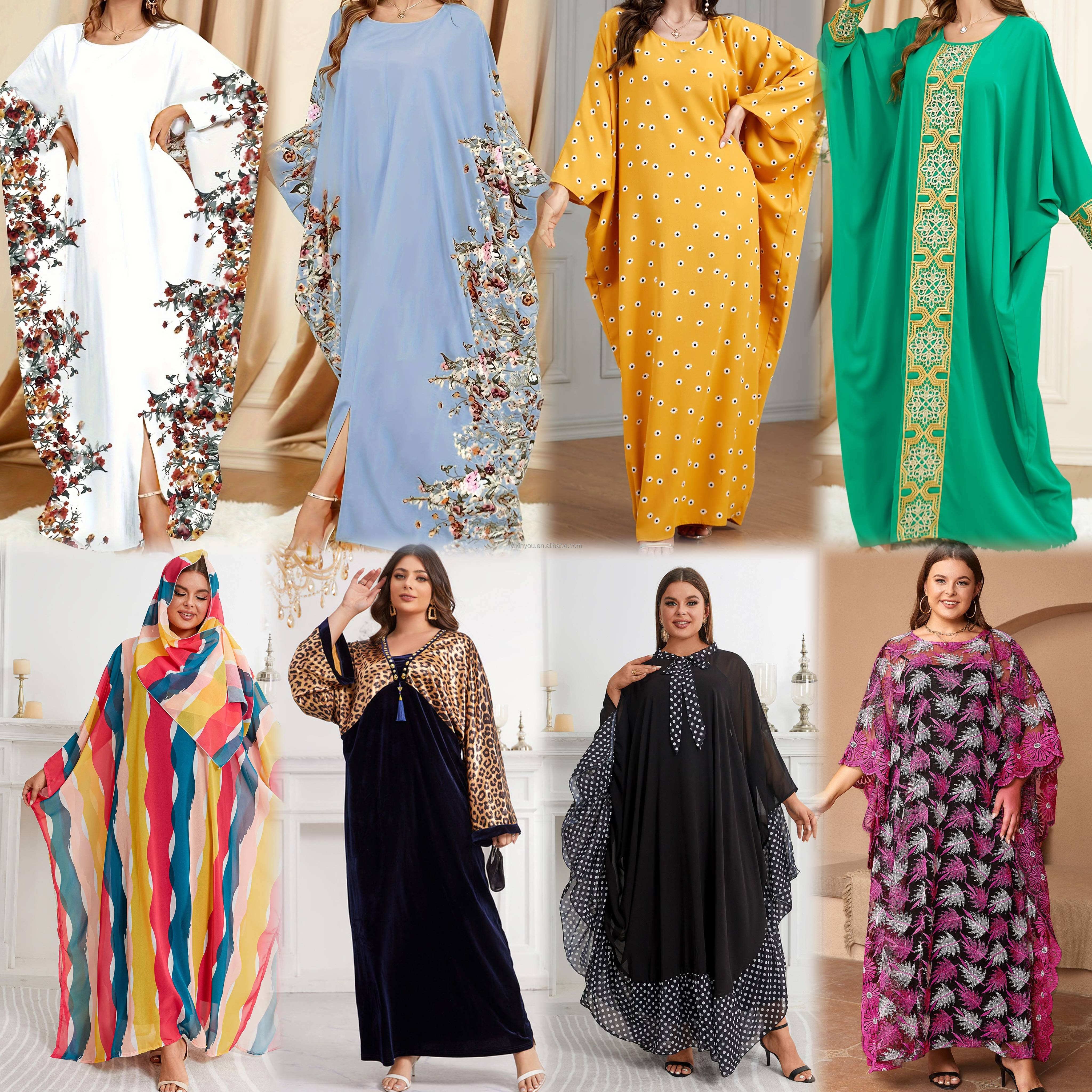 Wholesale Turkish Long Abaya Muslim Dress Women Dubai Islamic Clothing Modest Evening Ruffled Sleeves Chiffon Dress Abaya