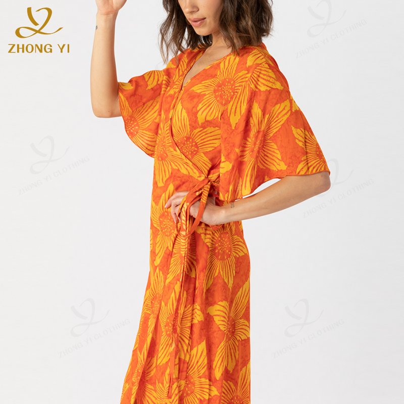 Casual Dresses 2024 Women Clothing Manufacturer Custom Sexy Loose Split Bohemian Floral Fashion Long Dresses For Beach Holiday