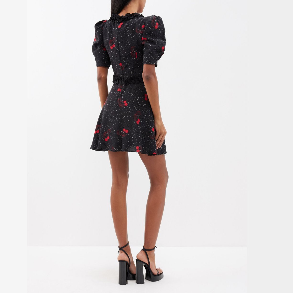 Custom Fashion V Neck Short Sleeve Wrap Style Ruffle Hem Mini Flower Dress Lady Elegant Floral Print Women Dress