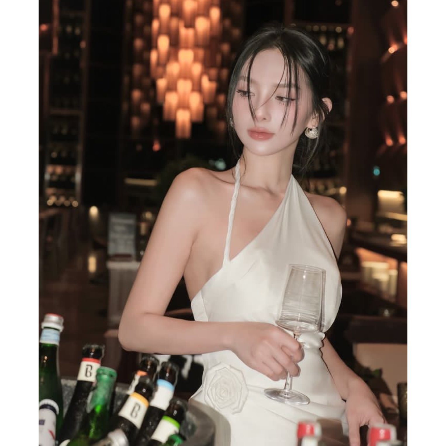 One-shoulder Short Beige Casual Dress For Vacation Mini Girl Dresses OEM Custom 2024