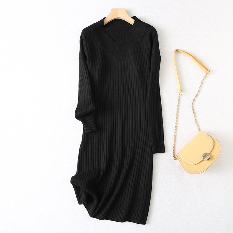OEM/ODM Women casual dress sweater ladies loose slim knit dress oversize with slit Manufacturer