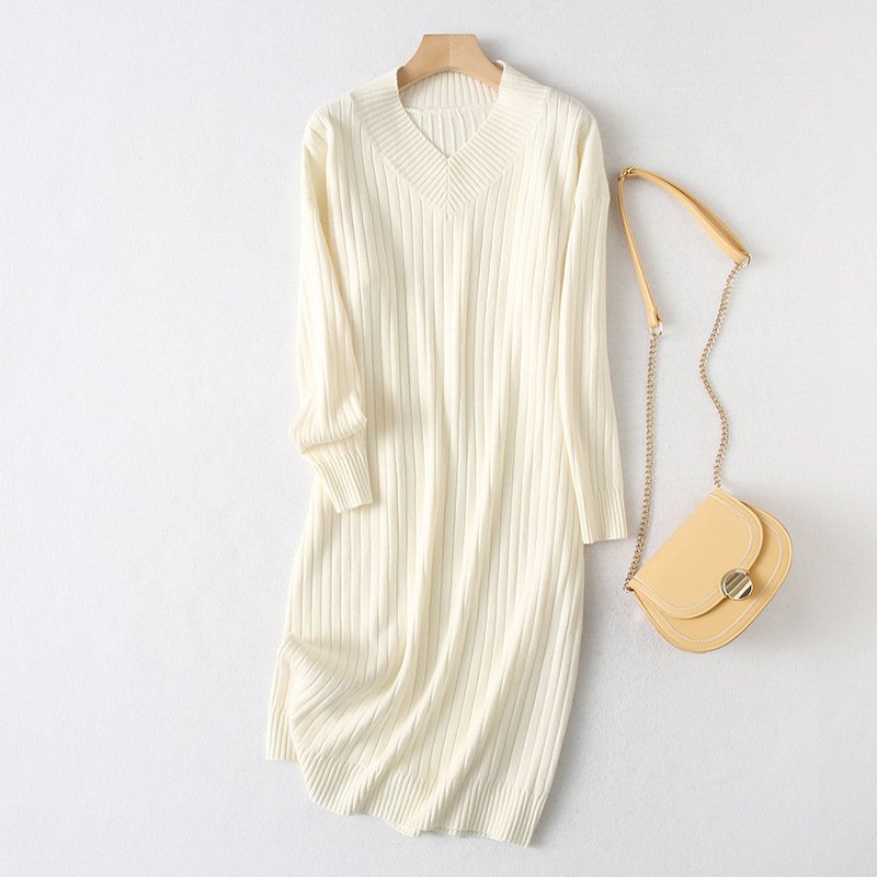 OEM/ODM Women casual dress sweater ladies loose slim knit dress oversize with slit Manufacturer