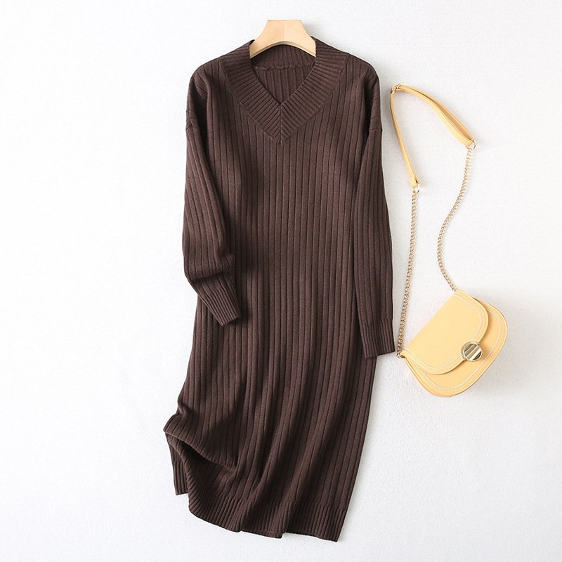 OEM/ODM Women casual dress sweater ladies loose slim knit dress oversize with slit Manufacturer