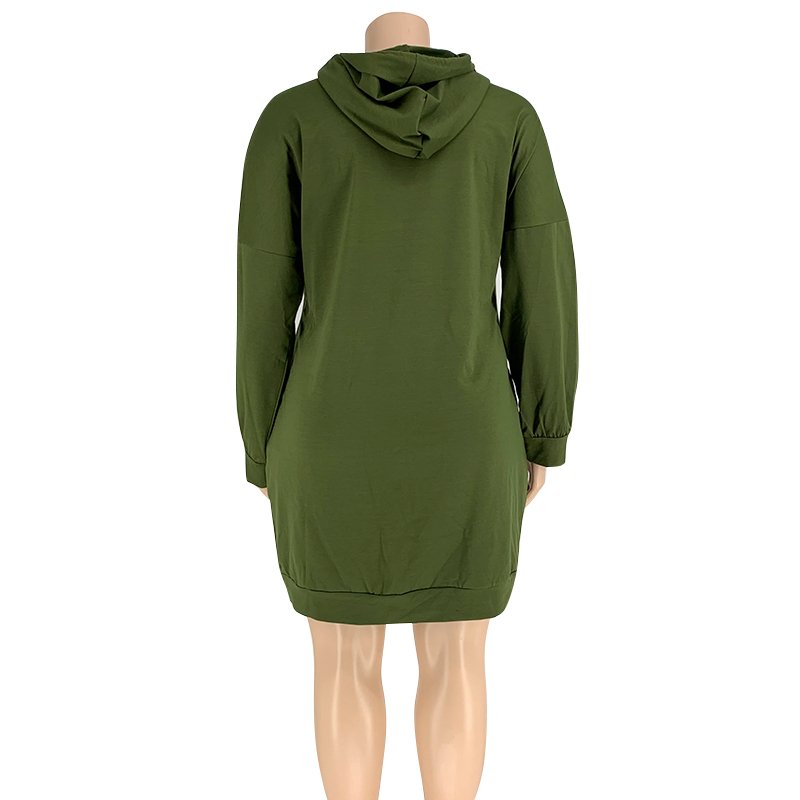 2022 spring ladies sweater dress letter printing fashion plus size women's hooded knee-length casual dress women's clothing