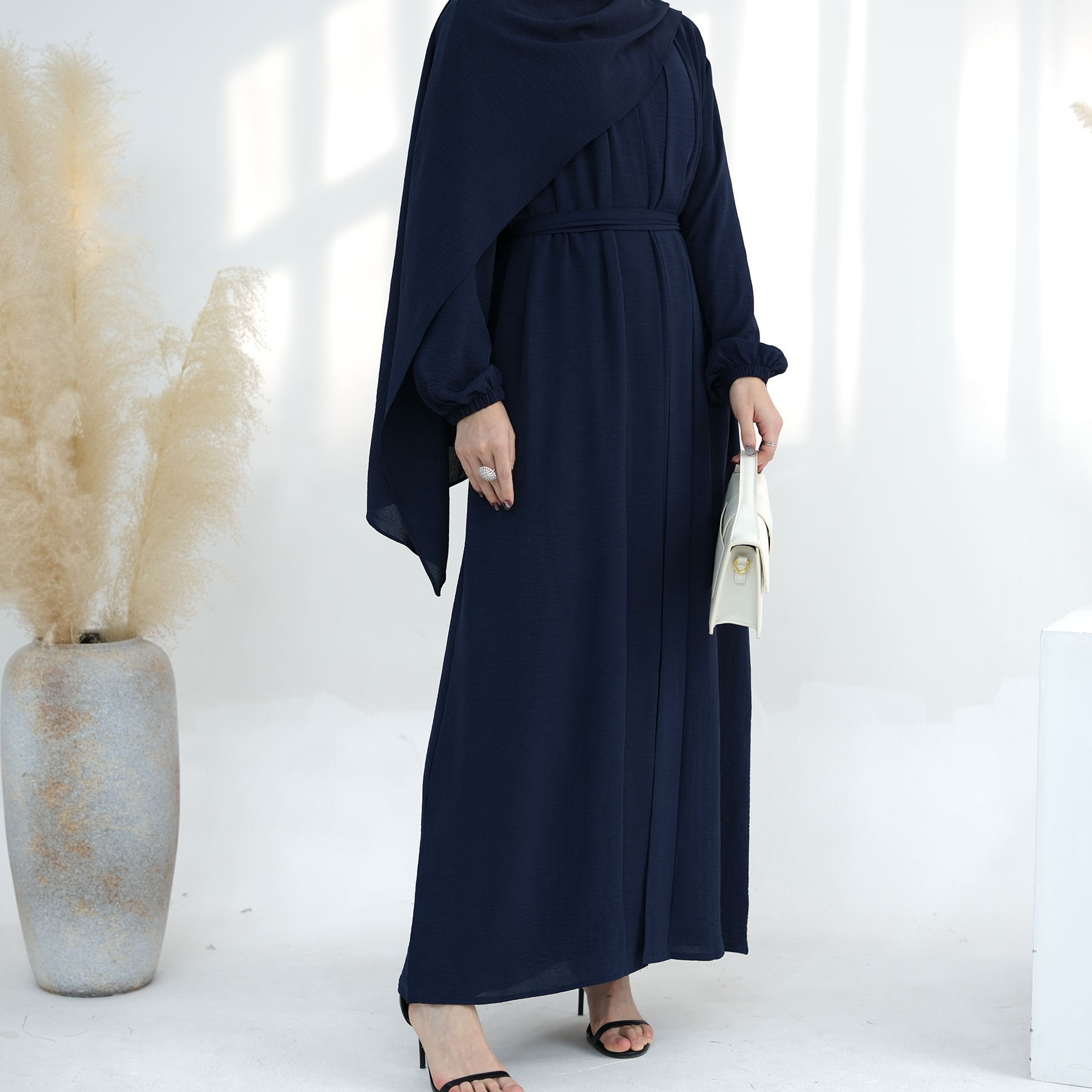2024 EID New Promotion Abaya Designs Wrinkle Polyester 2 Piece Abaya Set Traditional Muslim Clothing Women Abaya Modest Dresses