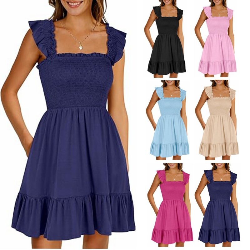 Casual Backless Holiday Casual Dress Women 2024 Ruffle Elegant Sexy Dress Bodycon Mini Summer Dress Vestidos
