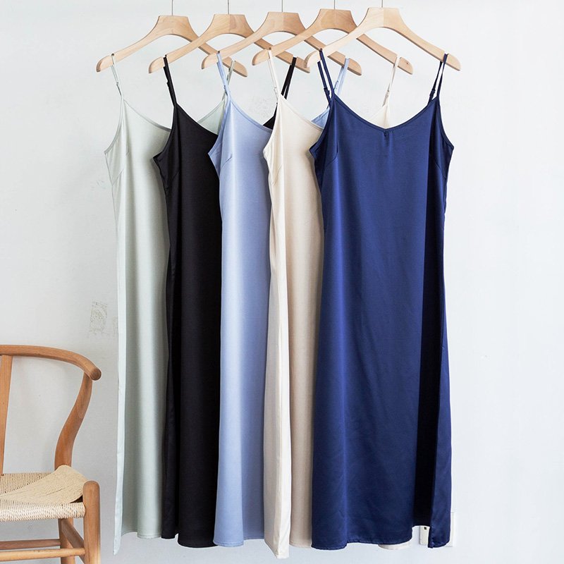 Cheap Slip Dress Female Backless Spring Bohemian Midi Elegant Satin Long Womens Casual Dresses