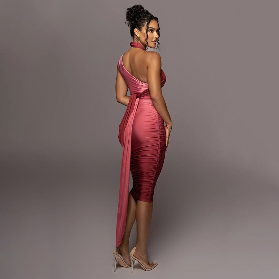 Kliou K22D19370 Fashion Stunning Spaghetti Strap Maxi Dress Ladies Tie rope sleeveless backless gradient color Women Slim Dress