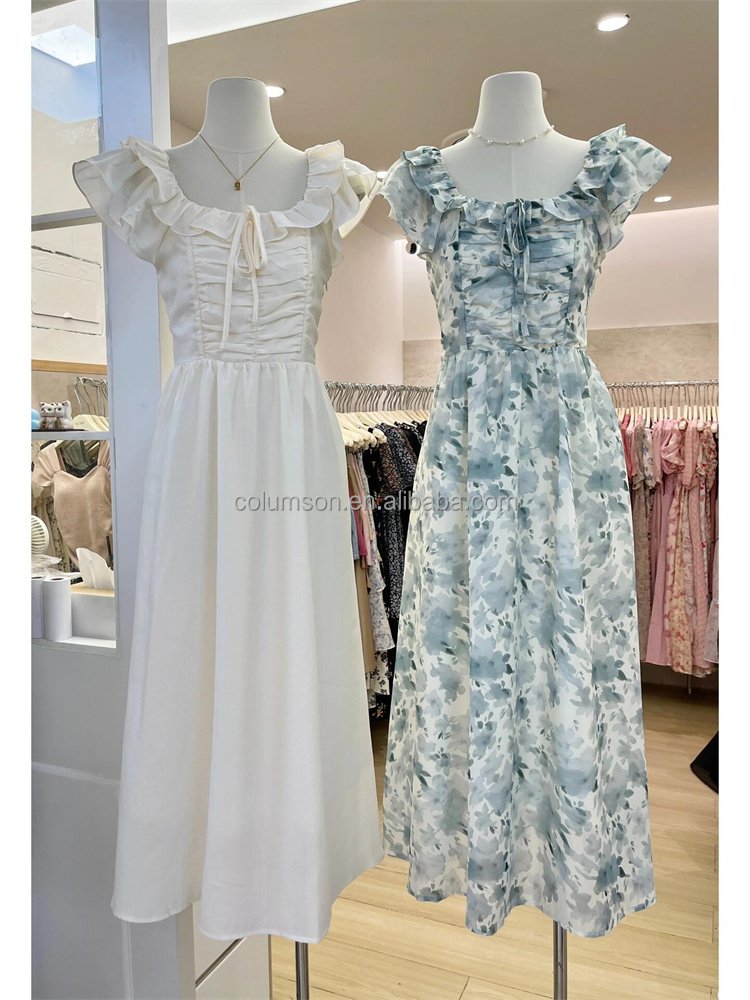 Wholesale Elegant Women's Dress Summer New Style Vintage Hollow Lace Dress Flower Embroidery Design Feeling Long Dress