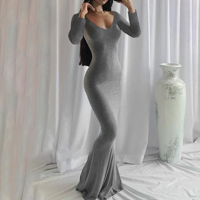 XS-3XL Casual Fit long sleeve Dress Fashionable waistband round neck dress