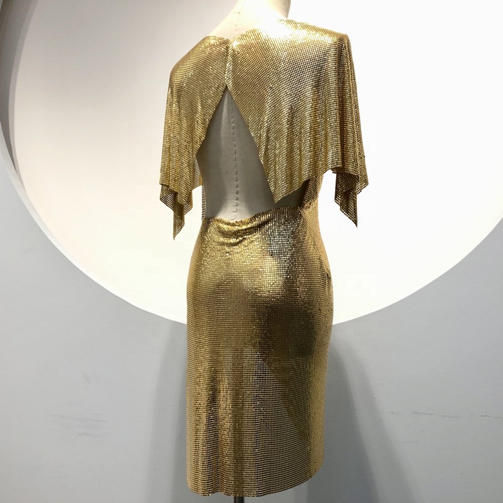 GC062 golden sequin Body Chest V-neck Chain dresses women casual for Women Summer Jewelry.