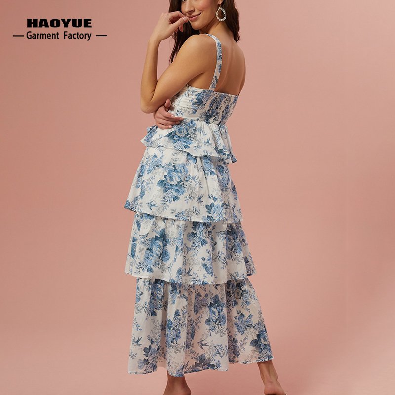 Clothing Manufacturers Custom Women Clothing Casual Dress Girls Long Floral Print Boho Dress For Ladies