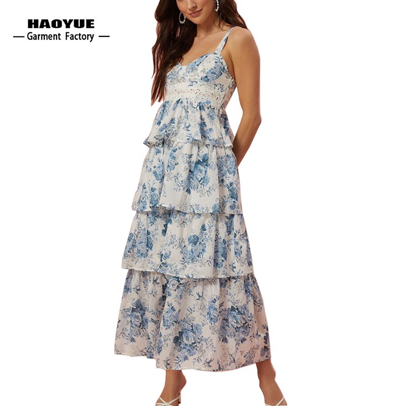 Clothing Manufacturers Custom Women Clothing Casual Dress Girls Long Floral Print Boho Dress For Ladies