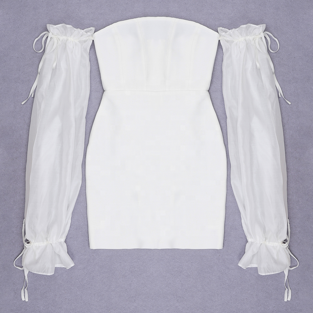 MANNI Sexy Off Shoulder Fashion Clothes White Bandage Bodycon Casual Dresses vetements-femme-chic