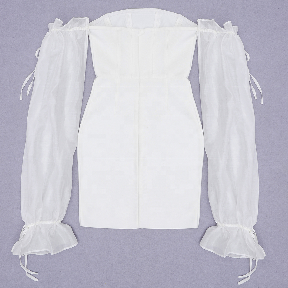 MANNI Sexy Off Shoulder Fashion Clothes White Bandage Bodycon Casual Dresses vetements-femme-chic