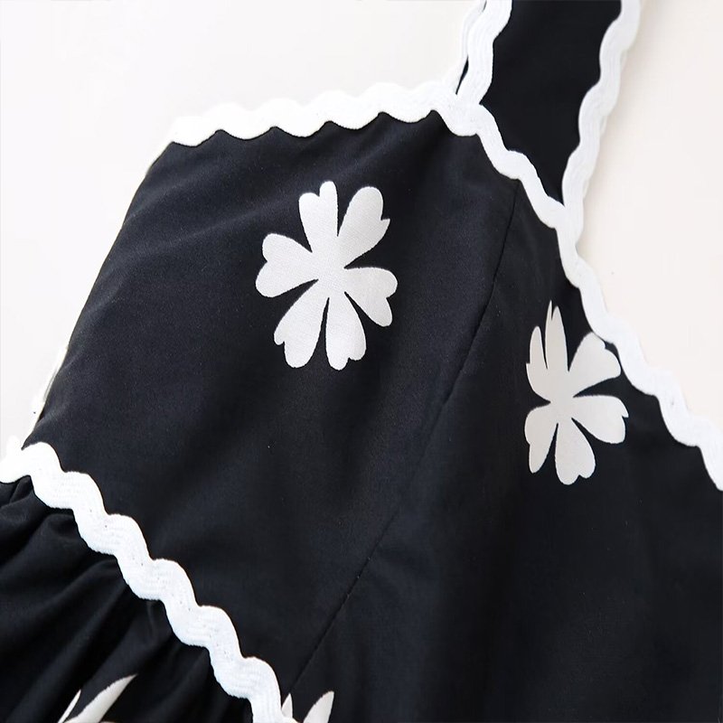 ZATRHMBM women's 2024 new fashion printed midi dress Retro sleeveless sexy casual female dress
